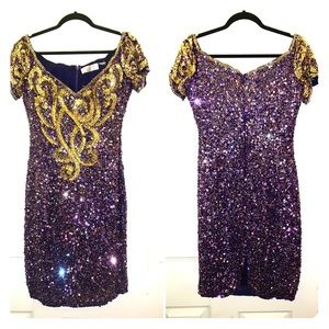 80s Niteline Della Roufogali Beaded Sequin Dress